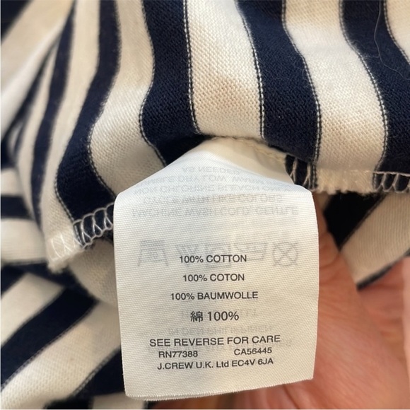 J.Crew Collection Maxi Dress Striped Navy White Long Sleeve Knit Cotton 4 - Picture 12 of 15
